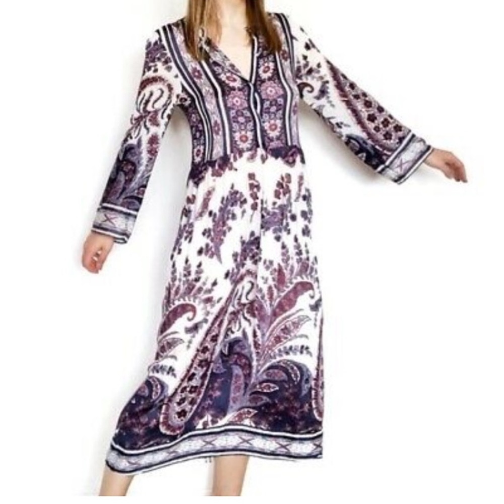 Isabel Marant White and Purple Paisley Midi Dress